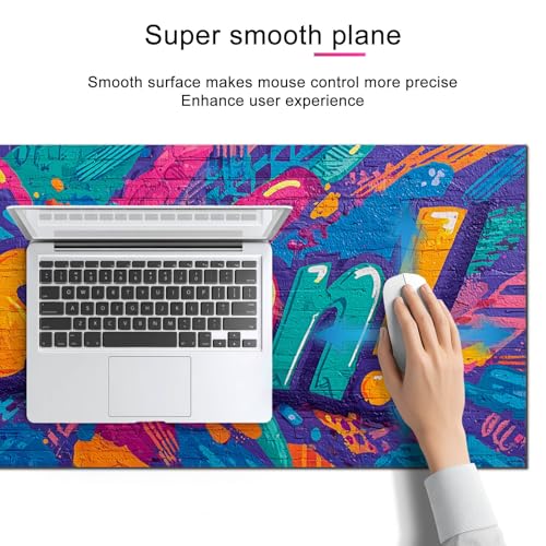 HOMETITUTE XL Mouse Pad Gaming Mousepad 31.5x11.8 Inch Vibrant Passion! Graffiti Art Non-Slip Keyboard Desktop Protector Mat Diatomite Large Mouse Pad for Home and Office Desk Accessories - color: Vibrant "Passion!" Graffiti Art