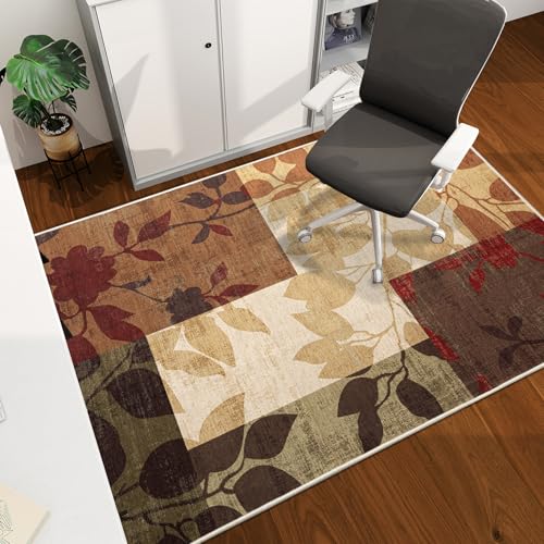 Office Chair Mat for Hardwood Floor, 60"x45" Easy Glide Computer Desk Mat Protector for Rolling Chair Under Desk Rug Nonslip Backing, Machine Wash, (Modern) - color: Red Leaf, size: 45"x60"