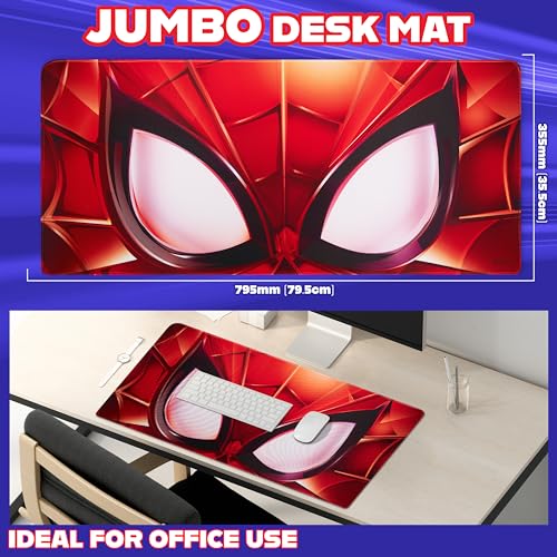 Marvel Spiderman Desk Mat Large Mouse Mat 31.2 x 13.9” Desk Protector Mat PC Laptop Keyboard Gaming & Office Supplies Non Slip - Spiderman Gifts for Men (Red Spiderman)
