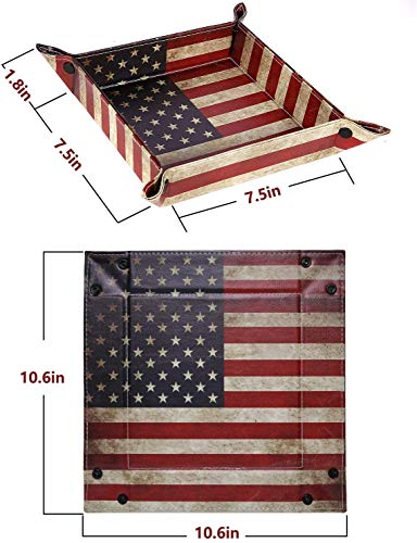 Valet Tray Desktop Storage Organizer, Vegan Leather Catchall Bedside Vanity Tray Nightstand Caddy Holder for Remote Controller, Watch, Keys, Phone, Wallet, Sunglasses, Jewelry - Flag - color: Flag Design