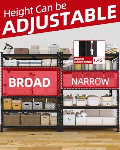 PrimeZone 36" x 16" x 72" Heavy Duty Storage Shelves - 5 Tier Adjustable Garage Storage Shelving, Metal Storage Utility Rack Shelf Unit for Warehouse Pantry Closet Kitchen, Black - size: 36"W x 16"D x 72"H