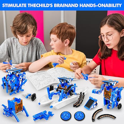 STEM 13-in-1 Education Solar Power Robots Toys for Boys Age 8+ , Educational Toy DIY Science Kits for Kids, Building Experiment Robotics Set Birthday Gifts for 8+ years old boys and girls . - color: Dark Blue