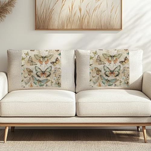 Butterfly Retro Recliner Headrest Cover Protector Fabric Recliner Couch Cover 2 Pack Washable Sofa Headrest Recliner Covers for Large Recliner Living Room Decor - color: Butterfly Retro