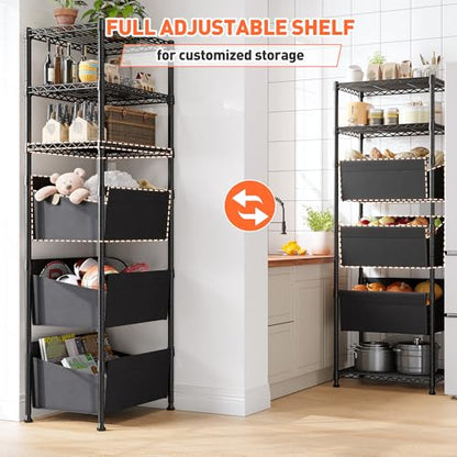 REIBII 72" H Storage Shelves 6 Tier Wire Shelving Unit Adjustable Metal Shelves for Storage Shelf Shelving Units and Storage Wire Shelf Storage Rack Shelf Metal Shelving, 72" H x 18" W x 12" D