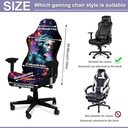 Gaming Chair Covers, 3D Printing Stretchable Soft Non-Slip Easy to Install Gamer Chair Cover with Armrest Cover(No Chair)(B) - color: B