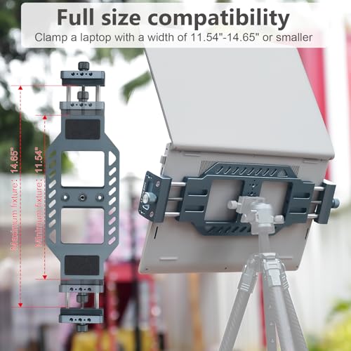 Laptop Stand for Tripods, Aluminum Construction, 1/4" and 3/8 Ports, Arca-Swiss Quick Release System, Anti-Slip Heat Display, Studio Live, Media Production, Outdoor Laptop Fixed Scenes