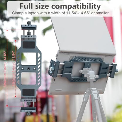 Laptop Stand for Tripods, Aluminum Construction, 1/4" and 3/8 Ports, Arca-Swiss Quick Release System, Anti-Slip Heat Display, Studio Live, Media Production, Outdoor Laptop Fixed Scenes