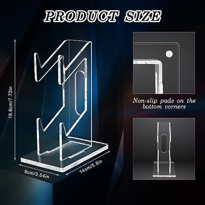FYY Game Controller Holder 2 Tiers - Universal Dual Controller & Headphone Stand, Acrylic Clear Display Stand Compatible with Nintendo Switch, Xbox, PS5, PS4 - Desk Mounts - color: 2-Tier-Clear