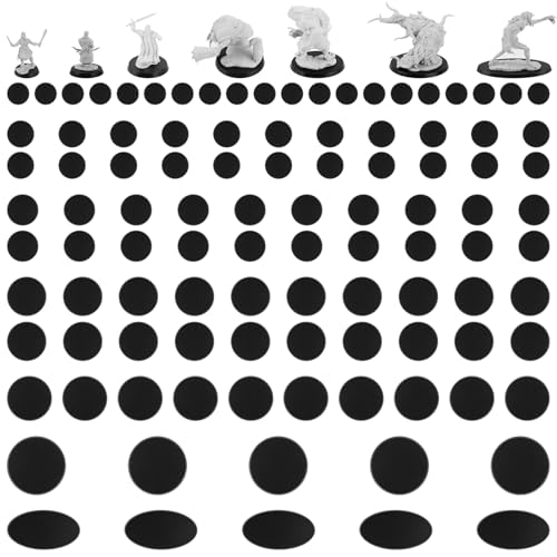 100PCS Mix Black Miniature Bases with 7 Different Sizes, Model Base Wargame Accessories for Gaming Miniatures or Wargames Table Top Games - color: 7 Sizes Mix-100pcs-black