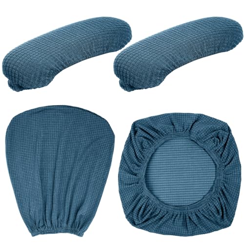 Tallew 4 Pcs Office Chair Covers Set Computer Universal Protective Stretchable Chair Seat Covers Desk Armrest Slipcovers Pads Office Cushion Backrest for Rotating (XL,Emerald) - color: Emerald