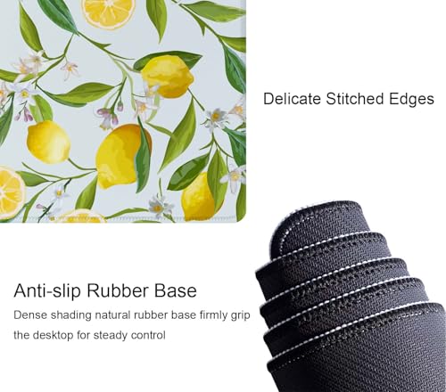 Lemon Gaming Mouse Pad, Extended Large Mouse Mat Desk Pad, Big Computer Keyboard Desk Pad, Stitched Edges Mousepad, 3mm Thick Long Non-Slip Rubber Base Mice Pad, 31.5 X 11.8 Inch - color: Lemon