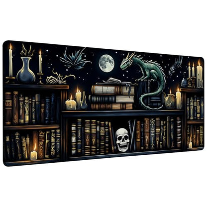 Azure Dragon and Witchy Potion Gaming Mouse Pad 35.4 x 15.7 Inches with Non-Slip Rubber Base, Smooth Cloth Surface Desk Keyboard Mat for Computer, PC, Laptop, Desktop - color: Azure Dragon and Witchy Potion