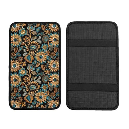 Center Console Cover Boho Flower Scratch Resistance Armrest Cover Protect Pad Car Accessories Hippie Sunflower Armrest Cushion Pad Seat Box Cover Protector - color: Cute Sunflower