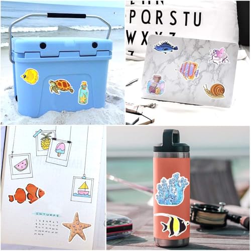 Ocean Stickers for Kids Summer Ocean Stickers for Water Bottles Laptop Vinyl Sticker(50 Pcs) - style: Ocean Stickers