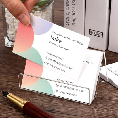6 Pcs Acrylic Business Card Holder for Desk, Desktop Business Card Stand, Clear Name Cards Display Holder for Exhibition Accessories Home Office, Capacity: 50 Cards - color: Transparent-6pcs