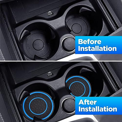 2 PCS Car Cup Holder Coaster,Car Coasters Cup Mats,2.75 Inch Universal Car Cup Coasters,Non-Slip Anti Dust Mats Cup Holder Insert Coaster, Suitable for Most Car Interior (Blue) - color: Blue