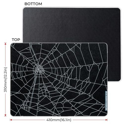 XVX Black Spider Webs Glass Gaming Mousepad 4.0,Hard Mousepad for Gaming,Ultra-Smooth Micro-Etched Surface Mouse Mat with Non-Slip Rubber Base(410mm*310mm) - color: Black(Spider Webs)