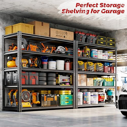 48"W Garage Shelving, 3050LBS Storage Shelves Heavy Duty, 5 Tier Metal Shelving Unit Adjustable Garage Shelves Heavy Duty Shelving for Warehouse,Commercial, Kitchen, 48" W × 18" D × 72" H, Black - size: 48"W x 72" H x 18" D
