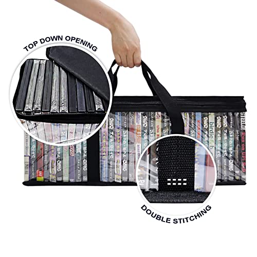 SILD Handy Portable DVD/CD Storage Bags 2 Pack Holds 80 Total Movies or Video Games with Sturdy Carrying Handles Set (Set of 2)