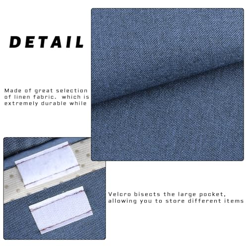 NB Remote Control Holder，Bedside & Armchair & Couch Caddy with Non-Slip Base，5 Pockets Oxford Fabric Bed Desk Storage Pocket for Phone Tablet Kindle Magazines，Gifts for Seniors (Blue， 35"X12.4") - color: Blue, size: 35"x12.4"
