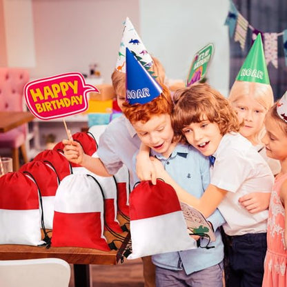 Yiyiring 16 Pcs Cartoon Drawstring Backpack Pkmn Beach Drawstring Bags Animation Birthday Decoration for Kids Cartoon Animation Themed Party Birthday Favor Supplies (Red White) - style: Red White