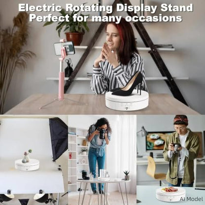 Rotating Display Stand 5.7'' Turntable Stand White Telecontroller Spinning Stand for Product Shows
