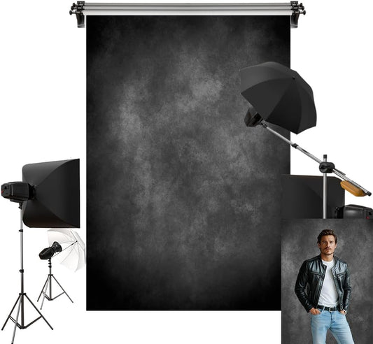Kate 5x7ft/1.5x2.2m Dark Backdrop Black Abtract Texture Portrait Photo Backgrounds Photography Studio Props - color: Black, size: 5x7ft