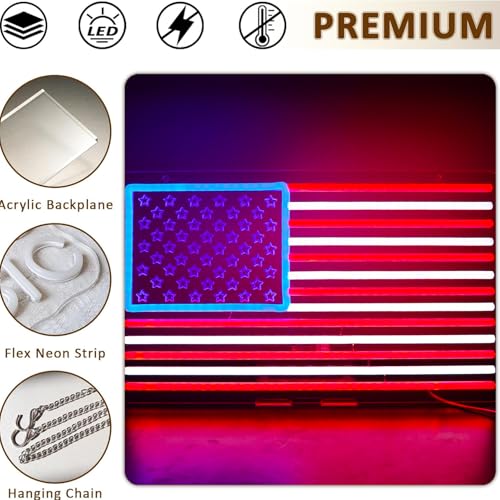 USA Neon Signs for Wall Decor，Led Neon Light for Man Cave、Bedroom、Garage，Christmas Birthday Party Gifts - style: national flag