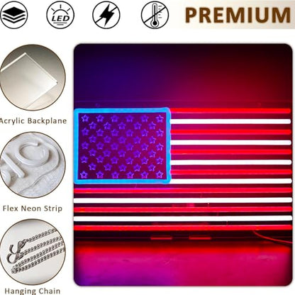 USA Neon Signs for Wall Decor，Led Neon Light for Man Cave、Bedroom、Garage，Christmas Birthday Party Gifts - style: national flag