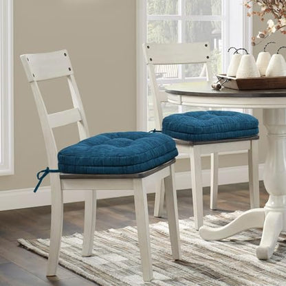 Shinnwa Dining Chair Cushions Set of 4, Dual-Layer Memory Foam Kitchen Chair Cushions, Patented Design Seat Pads with Ties, 16.5 x 16.5 x 3.5in, 4 Pack, Navy Blue - color: Navy Blue, size: 4 Count (Pack of 1)