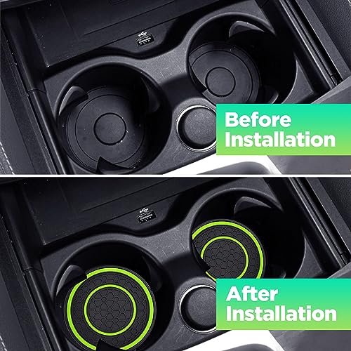 2 PCS Car Cup Holder Coaster,Car Coasters Cup Mats,2.75 Inch Universal Car Cup Coasters,Non-Slip Anti Dust Mats Cup Holder Insert Coaster, Suitable for Most Car Interior (Green) - color: Green