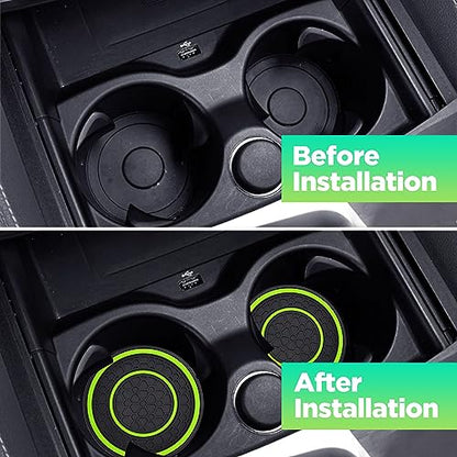 2 PCS Car Cup Holder Coaster,Car Coasters Cup Mats,2.75 Inch Universal Car Cup Coasters,Non-Slip Anti Dust Mats Cup Holder Insert Coaster, Suitable for Most Car Interior (Green) - color: Green