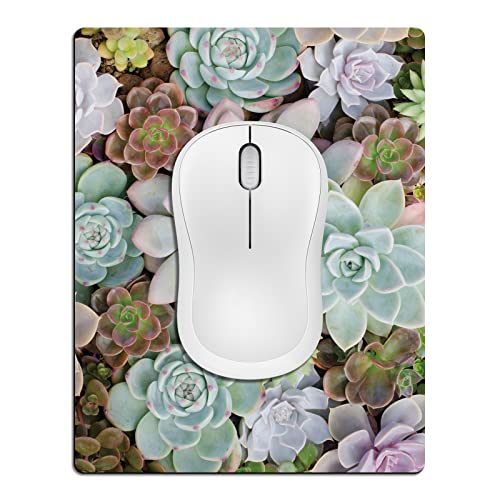 Small Mouse Pad Cute, Mini Mouse Pads for Wireless Mouse and Laptop, Travel Mousepad with Designs - Pretty Succulent, Portable Mousepads - 5.5 x 7 in, Computer Accessories for Women - color: Pretty Succulents, size: 7L x 5.5W inches