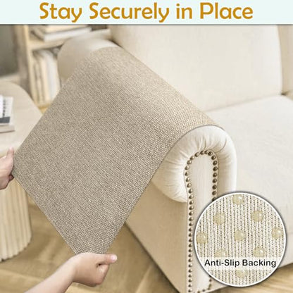 Couch Arm Covers, Waterproof Armrest Cover for Sofa, Loveseat, Armchair, Non-Slip Recliner Arm Cover, Sofa Arm Covers, Headrest Cover, Arm Chair Covers Set of 2 (Khaki, 26"×26") - color: Khaki, size: 26" x 26" - 2 pcs