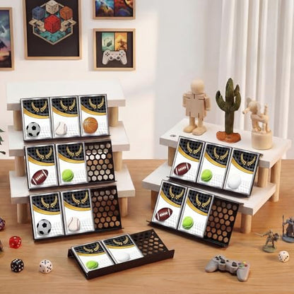 Yalikop 24 Pcs Trading Card Risers for Display Case Acrylic Modular Display Risers for Cardshow Vendor Sport Card Board Game (Honeycomb) - style: Honeycomb