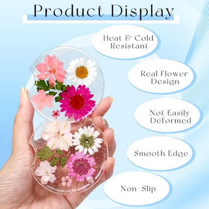 Swooflia Flower Car Cup Holder Coasters for Women - 2.75 Inch Cute Resin Clear Automotive Drink Cupholder Insert Car Accessories 2 Pack Pink - color: Pink