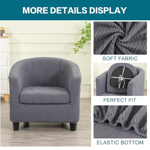 KRFOONN Club Chair Slipcover 2 Piece Stretch Printed Round Barrel Chair Covers Removable Tub Chair Slipcover with Elastic Bottom Chair Coverings Furniture Protector Cover for Living Room, B61 - color: Colorb61