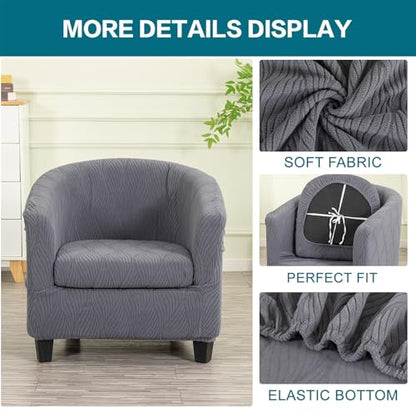 KRFOONN Club Chair Slipcover 2 Piece Stretch Printed Round Barrel Chair Covers Removable Tub Chair Slipcover with Elastic Bottom Chair Coverings Furniture Protector Cover for Living Room, B61 - color: Colorb61