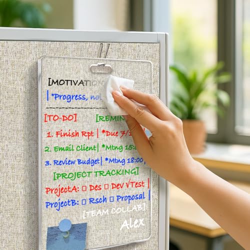 Fabric Wall Cubicle for Work Decor：Cubicle Decorations for Women Desk - Acrylic Office Supplies Sticky Note Board,Memo Board,Dry Erase Board - Office Wall Decorations