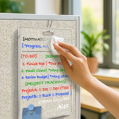Fabric Wall Cubicle for Work Decor：Cubicle Decorations for Women Desk - Acrylic Office Supplies Sticky Note Board,Memo Board,Dry Erase Board - Office Wall Decorations