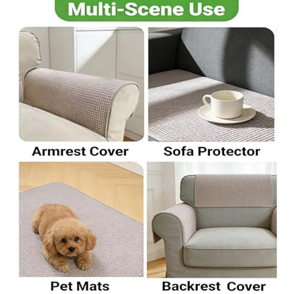 Couch Arm Covers for Sofa Chair, Waterproof Armrest Armchair Covers Non-Slip Recliner Slipcovers, Headrest Cover, Set of 2 (Light Gray, 24"×20") - color: Light Gray