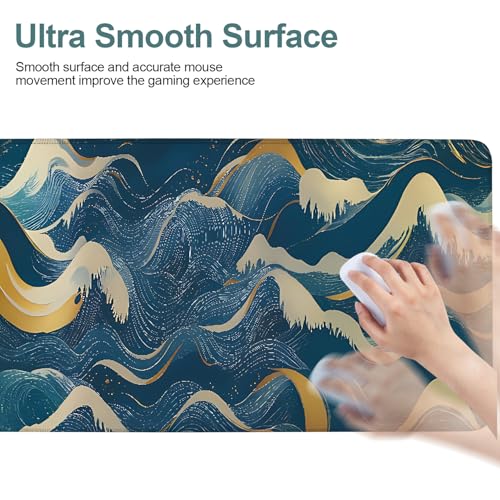 Ocean Waves Extended Gaming Mouse Pad 35.4 x 15.7 Inch – Large Desk Mat for Gaming, Office, and Home Use, with Non-Slip Rubber Base and Smooth Cloth Surface - color: #34, size: 35.4 x 15.7 Inch