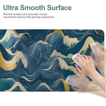Ocean Waves Extended Gaming Mouse Pad 35.4 x 15.7 Inch – Large Desk Mat for Gaming, Office, and Home Use, with Non-Slip Rubber Base and Smooth Cloth Surface - color: #34, size: 35.4 x 15.7 Inch