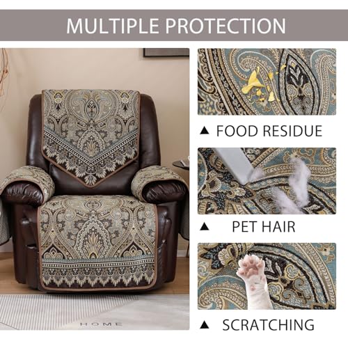 Recliner Chair Covers Non Slip Waterproof Large Recliner Covers for Leather Recliner,Electric Reclining Chair Covers for Living Room Dog Sofa Recliner Cover (FLKF-Brown) - color: Flkf-brown