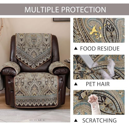 Recliner Chair Covers Non Slip Waterproof Large Recliner Covers for Leather Recliner,Electric Reclining Chair Covers for Living Room Dog Sofa Recliner Cover (FLKF-Brown) - color: Flkf-brown