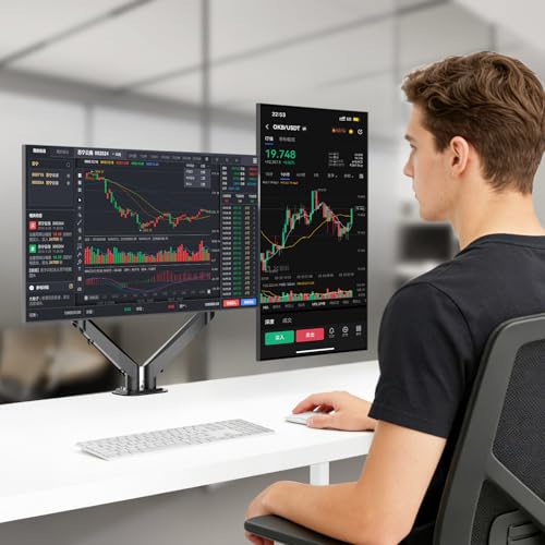 Pholiten Dual Monitor Stand, Fully Adjustable Gas Spring Arms for 17 to 32 inch Screens, VESA 75x75, 100x100, Max 22 lbs - style: 2 monitor mount