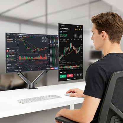 Pholiten Dual Monitor Stand, Fully Adjustable Gas Spring Arms for 17 to 32 inch Screens, VESA 75x75, 100x100, Max 22 lbs - style: 2 monitor mount