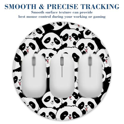 Cute Panda Mouse Pad Round Mouse Mat, Non-Slip Rubber Base Mousepad with Stitched Edge for Wireless Computer Laptop Office Desk Accessories 8 x 8 Inches - color: Cute Panda
