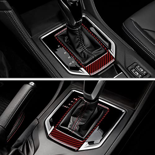 AIRSPEED Carbon Fiber Car Gear Shift Knob Panel Cover Center Console Sticker Interior Trim for Subaru Impreza 2017-2023 Crosstrek 2018-2023 Accessories (Black with Red) - color: Center Panel Cover-Black with Red