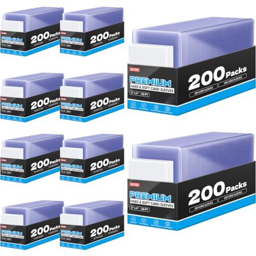 2000 Card Sleeves Hard Plastic, Sooez Premium 35PT 3"X4" Baseball Card Protectors Hard Plastic Card Holder, Trading Sports Football Game Cards(1000 Hard Sleeve + 1000 Penny Sleeve) - size: 1000 Hard Sleeves + 1000 Penny Sleeves